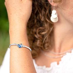 GEORGE · SMITH Infinity Love Blue Butterfly Crystal Bangle Bracelet for Women Silver Tone Adjustable Charms Bracelet Girlfriend Birthday Valentines Day Jewelry Gifts
