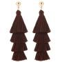 BaubleStar Tassel Earrings Handmade Tiered Thread Tassel Dangle Earrings, Multi Colors
