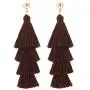 BaubleStar Tassel Earrings Handmade Tiered Thread Tassel Dangle Earrings, Multi Colors