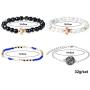 Chuangdi 4 Jewelry Set Layered Beaded Bracelet Adjustable Charm Pendent Stack Bracelets Wrap Bangle for Women Girl (Style 1)