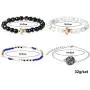 Chuangdi 4 Jewelry Set Layered Beaded Bracelet Adjustable Charm Pendent Stack Bracelets Wrap Bangle for Women Girl (Style 1)