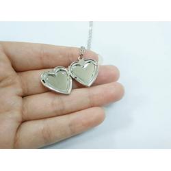 SENFAI Initial Alphabet Letter Heart Shaped Photo Frame Memory Locket Pendant Necklace 18 in