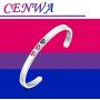 CENWA BiSexual Jewelry Bi Pride Heart Cuff Bracelet Bi Pride Jewelry Bisexual Gift Queer Pride Gifts