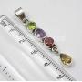 SilverStarJewel Natural Faceted Multistones Long Pendant 1.8'' 925 Solid Silver Art Gemstone