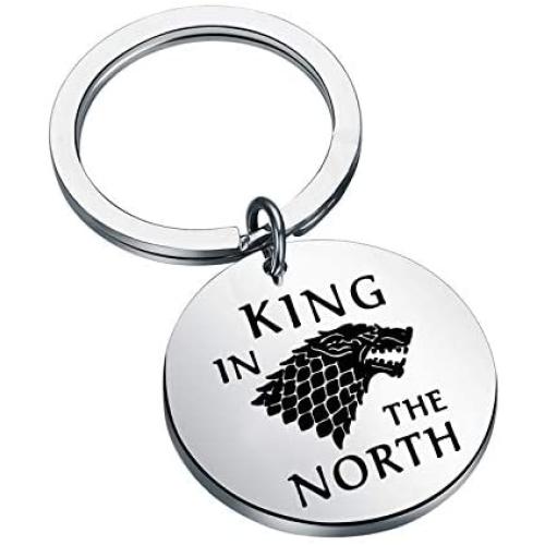 HOLLP GOT Inspired Jewelry House Stark Gift King in The North Keychain Gift for GOT Fans