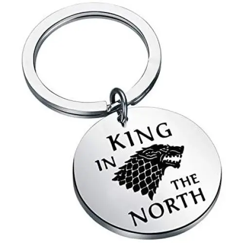 HOLLP GOT Inspired Jewelry House Stark Gift King in The North Keychain Gift for GOT Fans HOLLP GOT Inspired Jewelry House Stark Gift King in The North Keychain Gift for GOT Fans