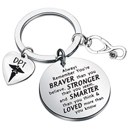 AKATP DPT Keychain Doctor of Physical Therapy Jewelry You’re Braver Than You Believe DPT Graduate Gift for Medical School Student