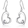 WINNICACA Sterling Silver Sideways Shaped Heart Dangle Drop Hooks Stud Earrings Jewelry Gifts for Women Birthday