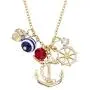 LUX ACCESSORIES Gold Tone Nautical Cluster Anchor Ship Wheel Charm Necklace LUX ACCESSORIES Gold Tone Nautical Cluster Anchor Ship Wheel Charm Necklace