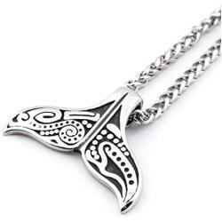 Warvik Totem Horned Deer Head Blue Opal Pendant Necklace Silver Color, Stainless Steel Jewelry Men Women Wheat Chain 20/28 Inch