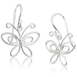 Big Apple Hoops - High Polished Sterling Silver Queen Butterfly Dangle Drop Earrings Made from Real Solid 925 Sterling Silver in 3 Color Rose, Silver, Gold Unique Fashion Gifts for Teens, Women