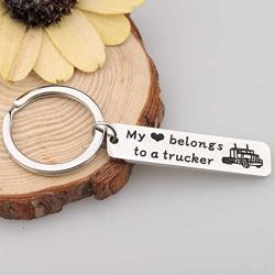 Zuo Bao Trucker Gift Driver Keychain My Heart Belongs to A Trucker Keyring Truck Driver Keychain