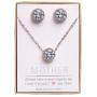 A+O Mother of the Bride or Groom Gift - Round Stud Earrings and Necklace Jewelry set in Silver, Yellow Gold, Rose Gold
