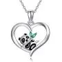 TRISHULA Cute Panda Heart Pendant Necklace,Forever Love Animals Series Delicate Heart Jewelry Great Gift for Mom Daughter Wife