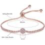 espere Micropave Disc Bolo Bracelet Adjustable 10 Inch 14K Rose Gold/White Gold Plating