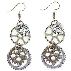 Handcrafted Steampunk Antique Look Brass-Tone Gear Earrings for Women Girls Personalized Jewelry Gifts