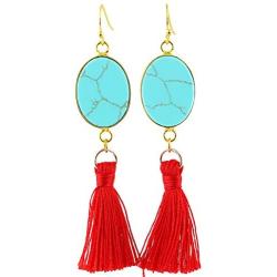 SUNYIK Assorted Semiprecious Stone Dangle Earrings for Women,Crystal Drop Tassel Earrings