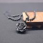 QIANXU Obsidian Pendant Necklace Black Rose Pendant Womens Jewelry Black Jewelry