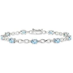 Sterling Silver Genuine, Created or Simulated Gemstone Oval Polished Infinity Classic Tennis Bracelet