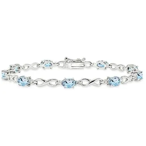 Sterling Silver Genuine, Created or Simulated Gemstone Oval Polished Infinity Classic Tennis Bracelet Sterling Silver Genuine, Created or Simulated Gemstone Oval Polished Infinity Classic Tennis Bracelet