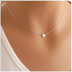 Yfe Simple Dot Necklace Jewelry Silver Tiny Dot Necklaces for Women and Girls Minimal Charm Necklace (Dot-Silver)