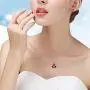 Uloveido Big Red Purple Heart Pendant Necklace AAA Cubic Zirconia Stud Drop Earrings and Solitaire Ring Crystal Wedding Engagement Jewelry Set for Women Girls Gift T086
