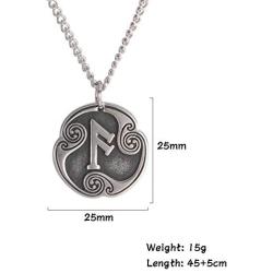 TEAMER Norse Vikings Stainess Steel 24 Runes Amulet Pendant Necklace Lucky and Blessing Symbol Jewelry for Women Men