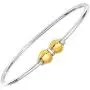Solid 925 Sterling Silver And 14K Gold Double Ball Designer Cuff Bangle Bracelet. Solid 925 Sterling Silver And 14K Gold Double Ball Designer Cuff Bangle Bracelet.