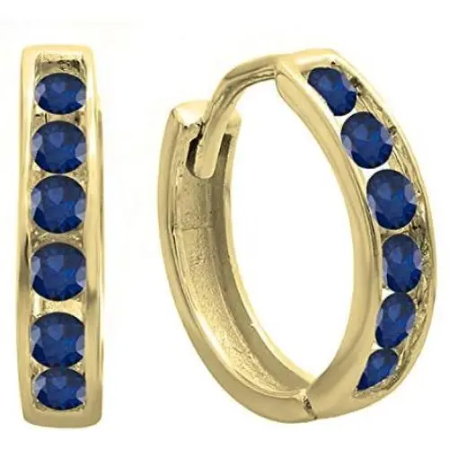 Dazzlingrock Collection Round Blue Sapphire Ladies Mens Unisex Huggie Hoop Earrings