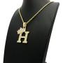CBC Crown Rhinestone Studded Crown Initial Alphabet Letter Pendant Necklace 24'' Rope Chain Necklaces