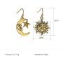 BELUCKIN Asymmetrical Vintage Sun and Moon Face Dangle Earrings with Star for Women Girls