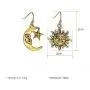 BELUCKIN Asymmetrical Vintage Sun and Moon Face Dangle Earrings with Star for Women Girls BELUCKIN Asymmetrical Vintage Sun and Moon Face Dangle Earrings with Star for Women Girls