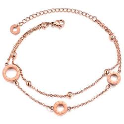 FILOBOKO Doulbe Layer Link Rose Gold Color Charm Chain Bracelets For Women Stainless Steel Bracelets Fashion Bangles Jewelry Gift