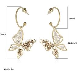 Starmond Butterfly Earrings Gold Plating Rhinestone