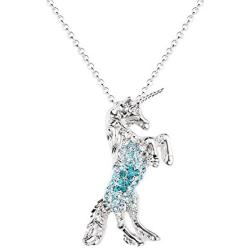 luomart Girls Unicorn Pendant Necklaces Jewelry Gift White Gold Plated Austrian Crystal Birthstone for Teens Women