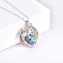 POPKIMI Sterling Silver Unicorn Necklace Heart Crystal Unicorn Pendant Jewelry Birthday Gifts for Girls Women (Purple)
