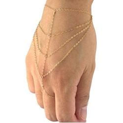 Olbye Gold Finger Ring Bracelet Layering Chain Slave Bracelet Hand Chain Personalize Everyday Jewelry for Women and Teen Girls