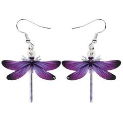 NEWEI Acrylic Charm Dragonfly Earrings Big Long Insect Animal Dangle Drop Jewelry For Women Teen Trendy Summer Gift Accessories