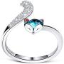 PLATO H S925 Sterling Silver Fox Animal Sets Crystals for Women Teen Girl