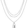 YOOE Multilayer Silver Lock Necklace Punk Metal Lock 3-layer Choker Necklace Geometric Lock Type Clavicle Egirl Y Necklace for Women Girl
