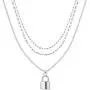 YOOE Multilayer Silver Lock Necklace Punk Metal Lock 3-layer Choker Necklace Geometric Lock Type Clavicle Egirl Y Necklace for Women Girl YOOE Multilayer Silver Lock Necklace Punk Metal Lock 3-layer Choker Necklace Geometric Lock Type Clavicle Egirl Y Necklace for Women Girl