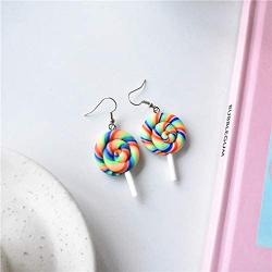 Rainbow Food Candy Kawaii Earrings for Women Fun Lollipop Cute Fashion Pendant Jewelry