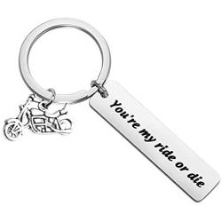 BAUNA Boyfriend Keychain You’re My Ride Or Die Key Rings Motorcycle Biker Gifts for Husband