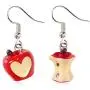 DAMLENG 3D Lifelike Red Apple Earrings Heart Half Apple Fruits Dangle Earrings for Women Girls Statement Jewelry
