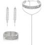 Hicarer Diamond Tassel Jewelry Set, Rhinestone Stretch Bracelet Long Chandelier Tassel Dangle Earrings Plated Gothic Long Choker Tassel Necklaces