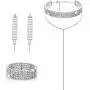 Hicarer Diamond Tassel Jewelry Set, Rhinestone Stretch Bracelet Long Chandelier Tassel Dangle Earrings Plated Gothic Long Choker Tassel Necklaces