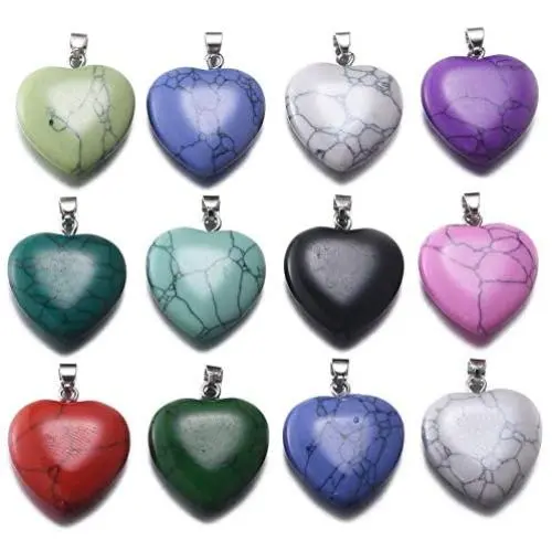 10pcs Mixed Color Heart Shaped Natural Stone Pendants Healing Stone Beads Charm Bulk for Jewelry Making DIY(A479) 10pcs Mixed Color Heart Shaped Natural Stone Pendants Healing Stone Beads Charm Bulk for Jewelry Making DIY(A479)