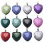 10pcs Mixed Color Heart Shaped Natural Stone Pendants Healing Stone Beads Charm Bulk for Jewelry Making DIY(A479)