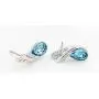 Crystalline Azuria Teardrops Crystals from Swarovski Blue Simulated Aquamarine Set Pendant Necklace 18'' Earrings 18 ct White Gold Plated