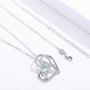925 Sterling Silver with White Opal Butterfly Necklace, Double Heart with Cubic Zircon Butterfly Jewelry Mother Day Gift for Women Girlfriend Daughter with Gift Box